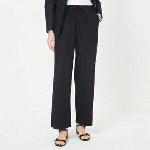 J. Crew Linen Blend Slim Wide Leg Drawstring Pants Black Size 2 NWT